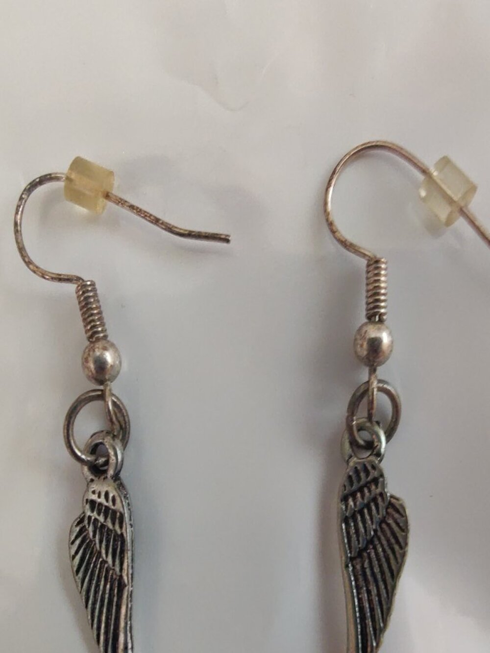 NWOT Y2K Style Angel Wing Dangle Earrings Silver Tone